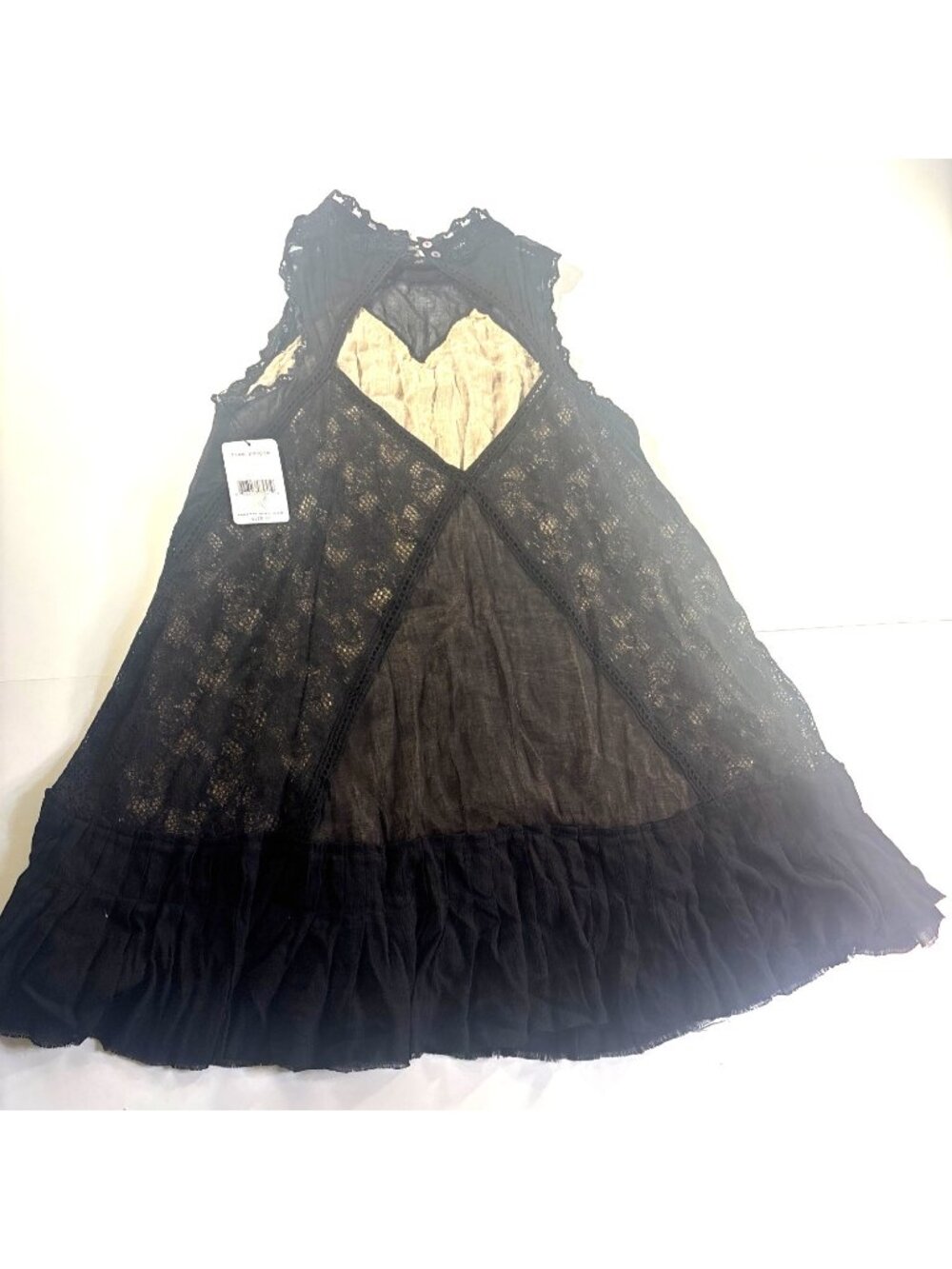 Free People Black Lace Sleeveless Swing Dress Size M